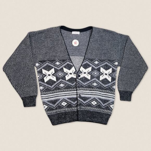 Vintage 90s Grandpa Cardigan Sweater J.J. Cochran - Size Large - Picture 1 of 6